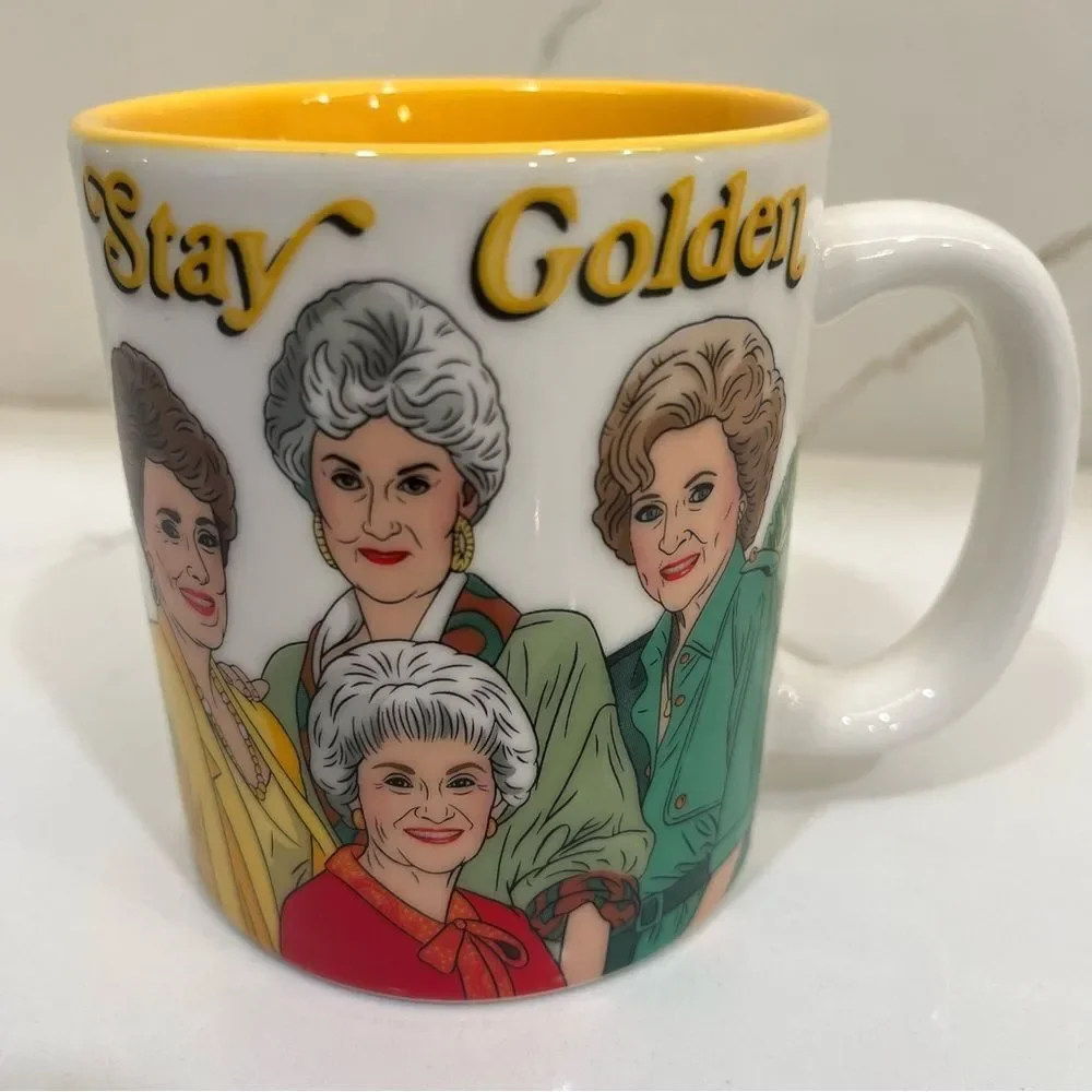Stay Golden Ceramic Mug - White and Yellow NWOT